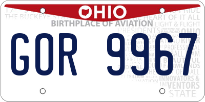 OH license plate GOR9967