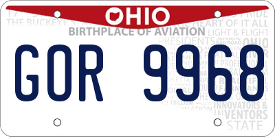 OH license plate GOR9968