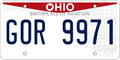 OH license plate GOR9971
