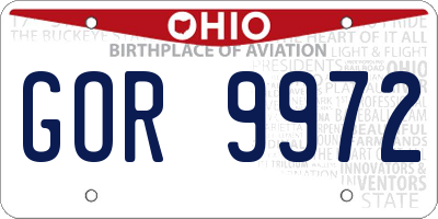 OH license plate GOR9972