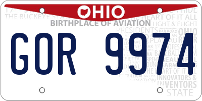 OH license plate GOR9974