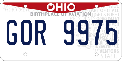 OH license plate GOR9975