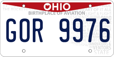 OH license plate GOR9976