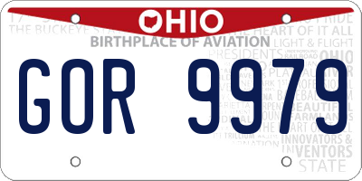 OH license plate GOR9979