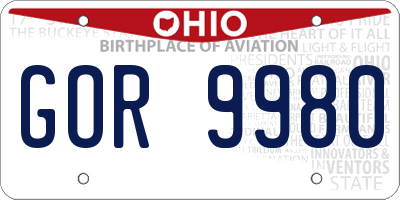 OH license plate GOR9980