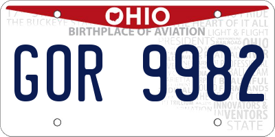 OH license plate GOR9982