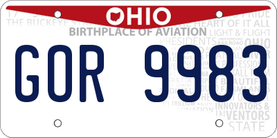 OH license plate GOR9983