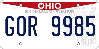 OH license plate GOR9985