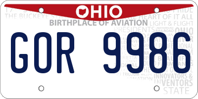 OH license plate GOR9986