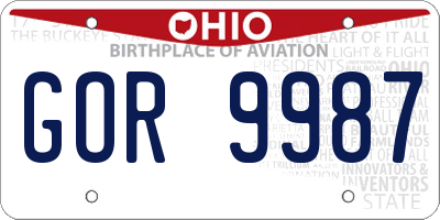 OH license plate GOR9987