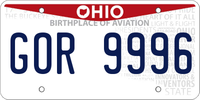 OH license plate GOR9996