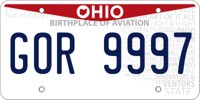 OH license plate GOR9997