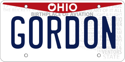 OH license plate GORDON