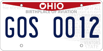 OH license plate GOS0012