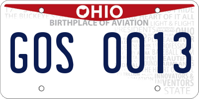 OH license plate GOS0013