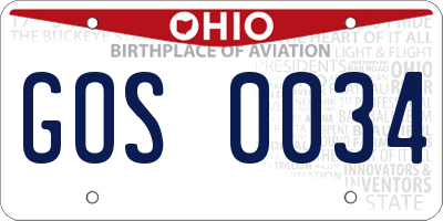 OH license plate GOS0034