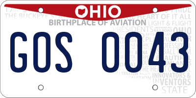 OH license plate GOS0043