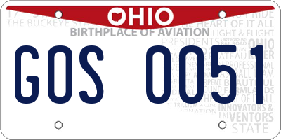 OH license plate GOS0051