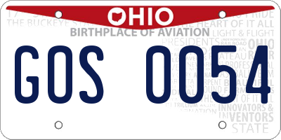 OH license plate GOS0054