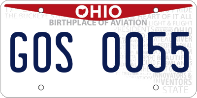 OH license plate GOS0055