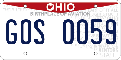 OH license plate GOS0059