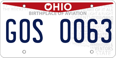 OH license plate GOS0063