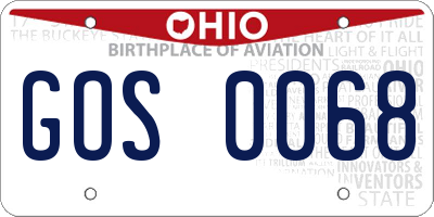 OH license plate GOS0068