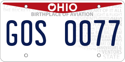 OH license plate GOS0077