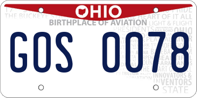 OH license plate GOS0078