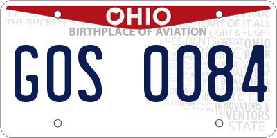 OH license plate GOS0084