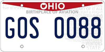 OH license plate GOS0088