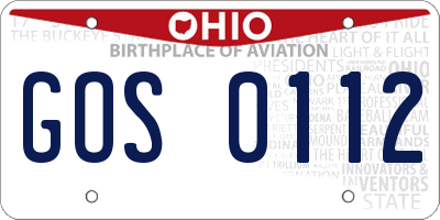 OH license plate GOS0112