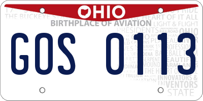 OH license plate GOS0113