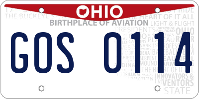 OH license plate GOS0114