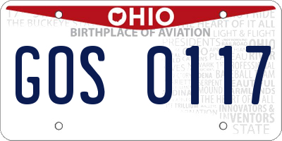 OH license plate GOS0117