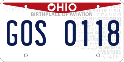 OH license plate GOS0118