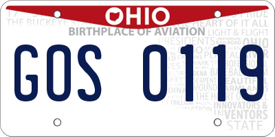 OH license plate GOS0119