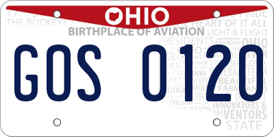 OH license plate GOS0120