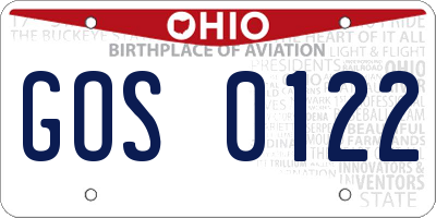 OH license plate GOS0122