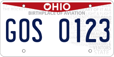 OH license plate GOS0123