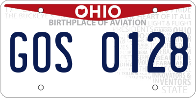 OH license plate GOS0128