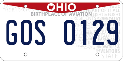 OH license plate GOS0129