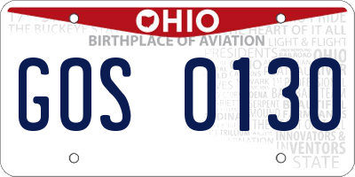 OH license plate GOS0130