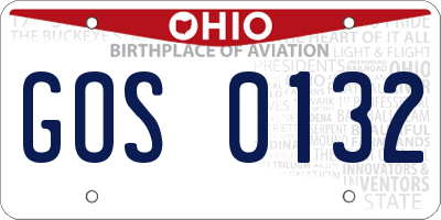 OH license plate GOS0132