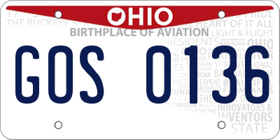 OH license plate GOS0136