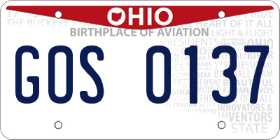 OH license plate GOS0137