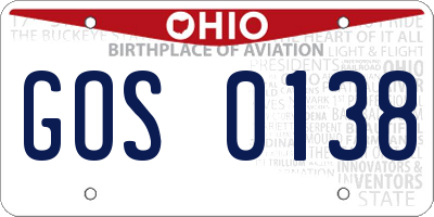 OH license plate GOS0138