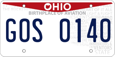 OH license plate GOS0140