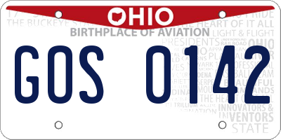 OH license plate GOS0142