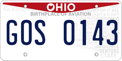 OH license plate GOS0143